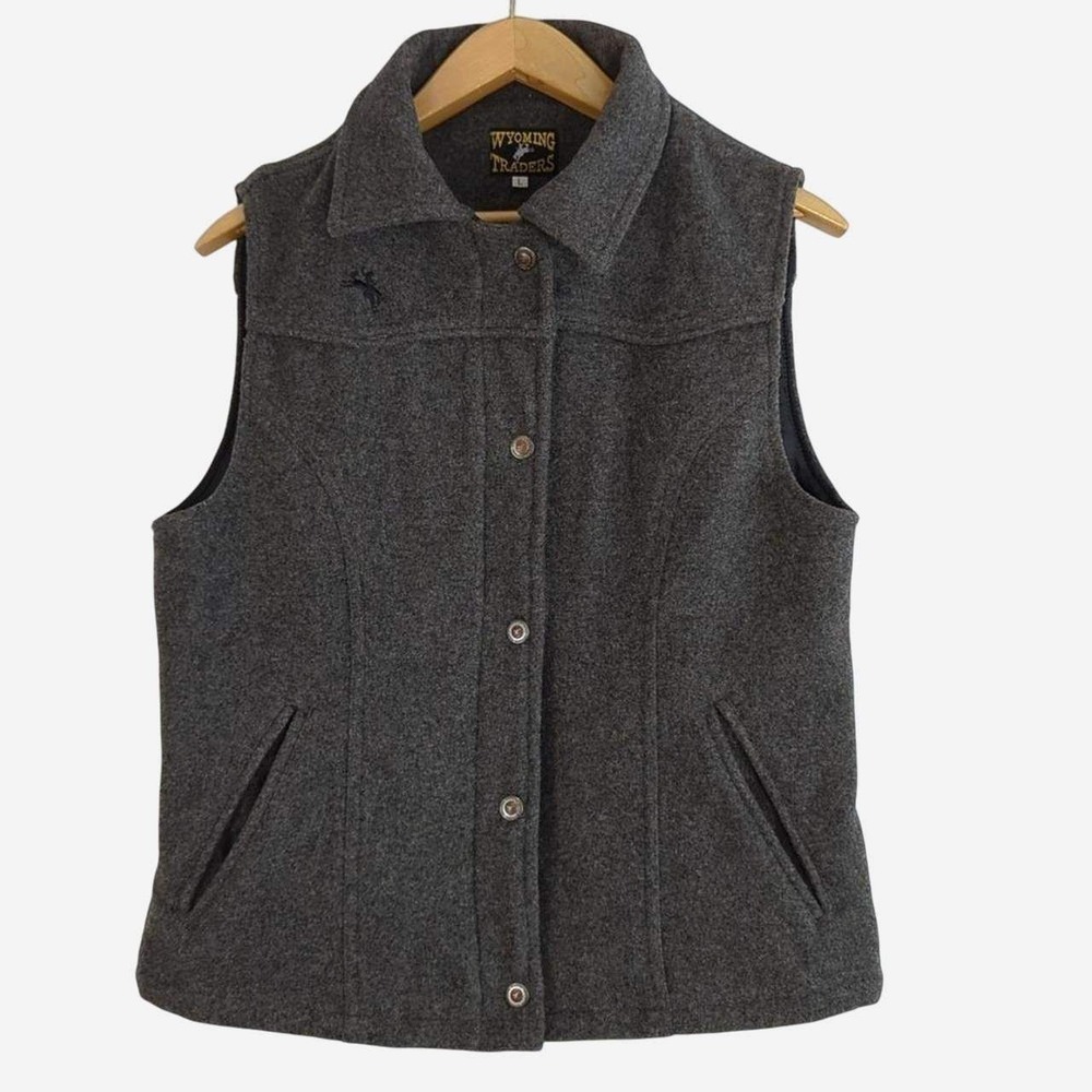 Wyoming Traders 100% Virgin Wool Western Outdoor Ranchwear Gray Vest l Large